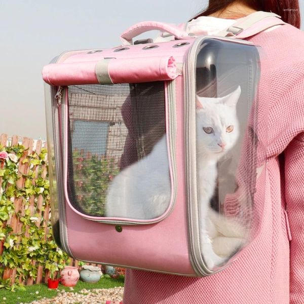 Portadores de gatos transpirables para mascotas mochila viajar al aire libre malla de hombro escaparates para perros portátiles de transporte suministros