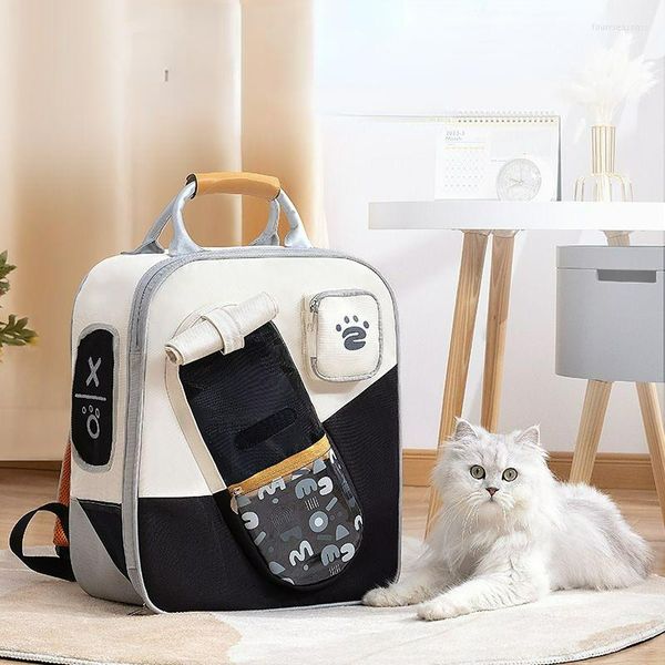 Transportadores de gatos, mochila transpirable para mascotas con gran capacidad para viajes al aire libre, bolsa portátil de doble hombro, ambos gatos y perros