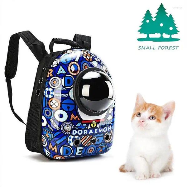 Porteurs de chats respirant animal de compagnie petit chien sac à dos espace de voyage de voyage sac de transport cage laser transparent