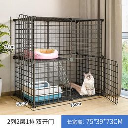 Cat Carriers Cage Villa Familiale Grand Espace Libre Avec Toilettes Maison de Chat Intégrée Intérieure Petite Tente pour Animaux de Compagnie à Deux Étages Chenils Chambre