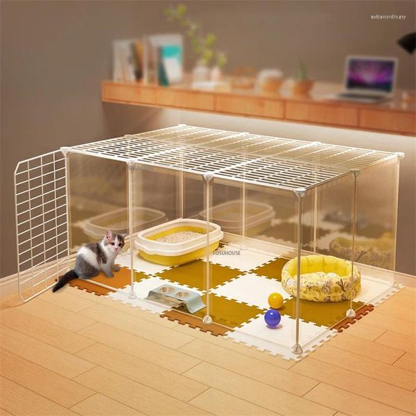 Jaulas transportadoras para gatos, casa interior, aislamiento elevado, valla para mascotas, balcón, casa para gatitos, suministros de jaula transparente pequeña antijailbreak