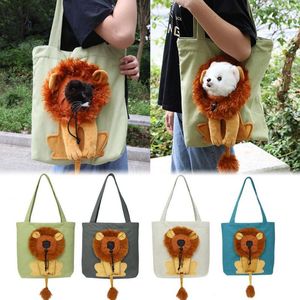 Cat Carriers Canvas Carrier Schoudertas Pet Show Head Cats Sling Leuke Lion-Shaped Dog Portable Tote Chest Bags