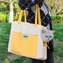 Bolsos salientes de lienzo de transportes de gatos expuestos bolsos portadores plegables para el hombro transpirable