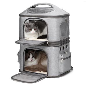 Cat Carriers Carrier Backpack Afneembare dubbellaags Ademende, duurzame en comfortabele schoudertas voor kattenreizen