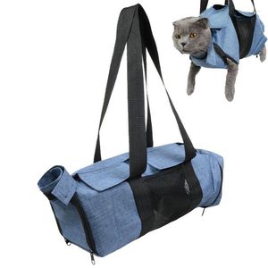 Cat dragers draagtas verstelbare terughoudendheid huisdier reizen draagbare anti krasbeet canvas handtas voor