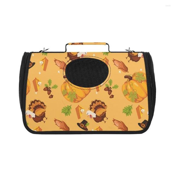 Chat transporteurs transporteur pour Thanksgiving thème dinde citrouille motif accessoires respirant chien de compagnie petits chiens pliable