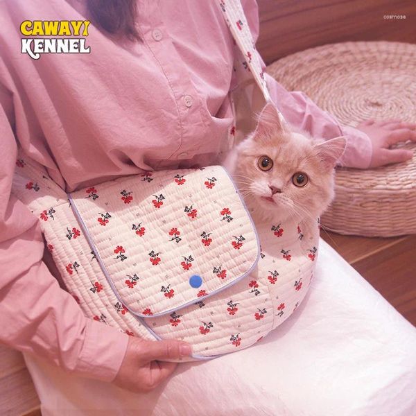 Transporteurs de chats CAWAYI Kennel Pet Sac pour chats Small Dog Outdoor Portable sac à dos à une épaule