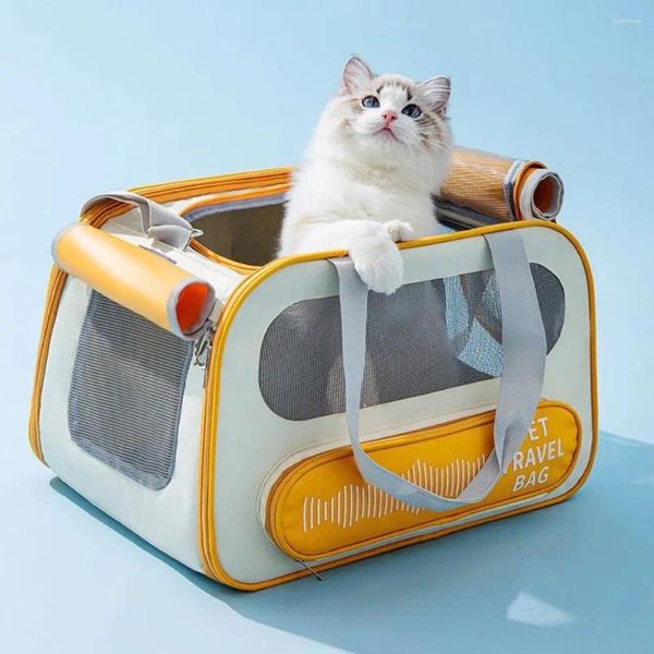 Transportadores para gatos, bolso plegable para mascotas, bolsa de viaje con protección de privacidad de lado suave, malla transpirable ventilada, bolso para perros y gatitos