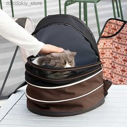 Carriers Catiers Cajas Casas BA PET para Viajes Dobles Avestivos Al aire libre Cats de hombros Expandibles Carrier Gatito Puppy Dos Mochila Pequeña transparente L49