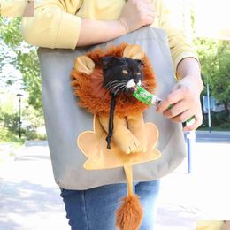 Porteurs de chats caisses abrites porteurs caisses petits sacs pour chiens sacs de transport à fermeture éclair réglables pour chiens extérieur animal de compagnie chiot Carrie Dhitw