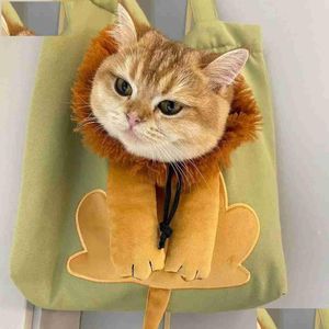 Cat Carriers Crates Houses Carriers Crates Lion Design Dog Carrier Bags Portable Breathable Bag Soft Pet With Safety Zippers Outgo Dhjor