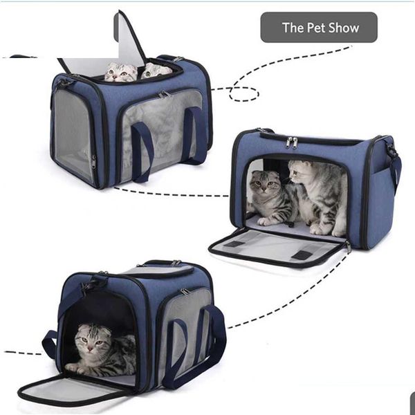 Porteurs de chats caisses abrites porteurs caisses de charge de charge supérieure sac de transport de compagnie de transport de compagnie de transport de voyage pliable respirable pour alimentation moyenne c dhfmq