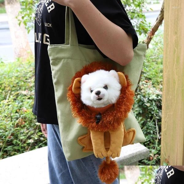 Porte-chats Caisses Maisons Transporteurs Lion Design Pet Carry Shoder Sac Portable Respirant Dog Carrier Sacs Voyage sortant Animaux Han Dhnna