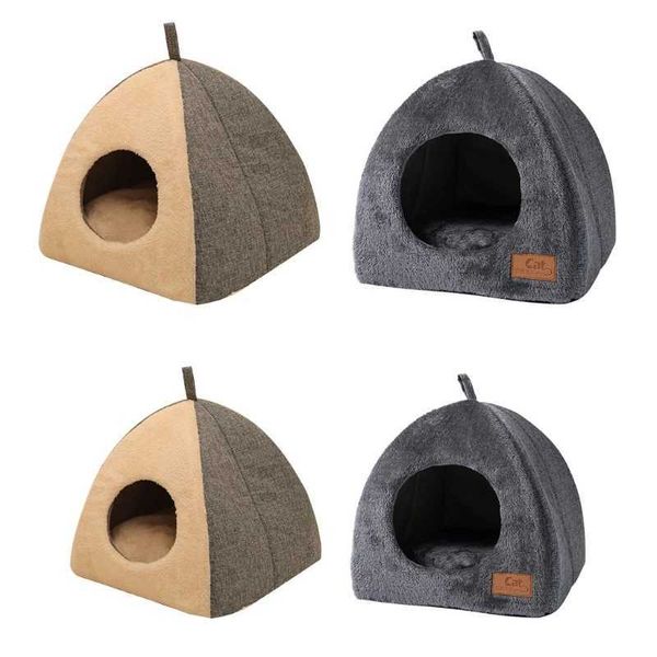 Porteurs de chats caisses maison tente de lit de trou de chat utilisé pour les petits chiens intérieurs Anti-glissement maison avec tapis épais g2ab 240426