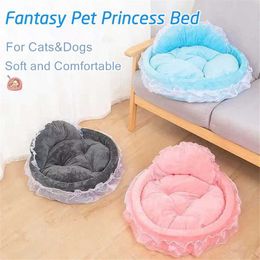 Carriers de gatos Cajas casas Hanpanda Fantasy Bow Lace Camino para perros para perros grandes Oval Pinda Pinces Rosa Pet Canasta para perros Muebles de boda de mascota 240426