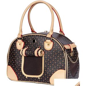 Porte-chats Caisses Maisons De Luxe Chiot Petit Chien Sac Étanche Premium PU Cuir Sac À Main De Transport Pour Les Voyages En Plein Air Marche Hi Dhadl