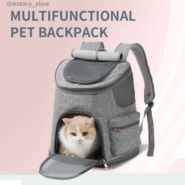 Porteurs de chats caisses abritent un animal de compagnie portable durable en tissu oxford sac à dos espace espace pliable en maille respirable double épaule sac à dos ba do cortoir l49