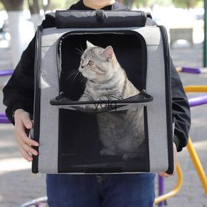 Cat Carriers Cates Houses Bag Pet Cat Portable y transpirable Suministros para mascotas para la mochila para uso al aire libre con gran capacidad H240407