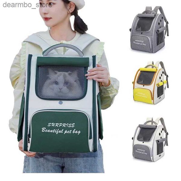 Carriers Catiers Cases Pet Cat Carrier BA Ba Mochila de gato portátil transpirable al aire libre Small Do Transporting Carry Ba Cat Mackpack Carriers con cojín L49