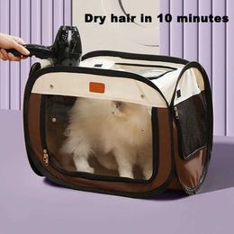 Carriers de gatos Cajas de cajas de mascotas Caja seca de mascotas Salón de belleza de belleza de gato plegable secador de cabello para perros secador de cabello plegable en jaula de carpa bolsita para mascotas 240426