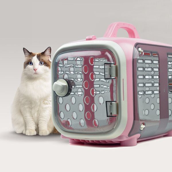 Cat Carriers Crates Houses Pet Flight Case Mallette de transport confortable et respirante Cat Flight Bagages Case Pratique Portable Teddy Dog Crate 230726