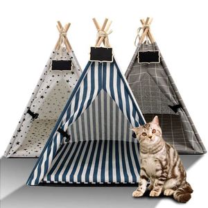 Porteurs de chats caisses maisons pour animaux de compagnie maison de chat lit de chat portable pipi épais peuvent être utilisés pour chiens chiots extérieurs en lin portable en lin portable de tente de compagnie 240426