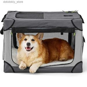 Cats Carriers Cajas Casas Portables Viajes Do CAE Adecuado para uso en interiores y exteriores con Kennel de mascotas plegable de 4 puertas de gran tamaño L49