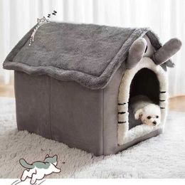 Cat dragers kratten huizen zacht bed met afneembare mat en ingesloten huisdiertent diep slapen kleine hond wintercabine geschikt voor kittens puppy's en katten 240426
