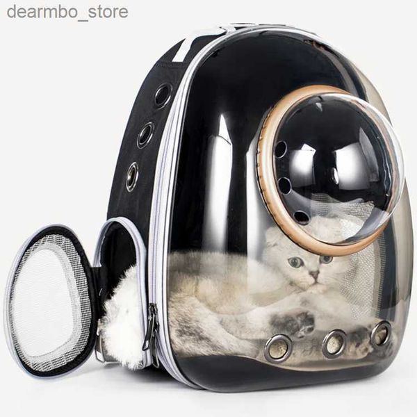 Porteurs de chats caisses maisons transparent transparent porte-animal sac à dos astronaute spatial capsule respirant la fenêtre de vélo