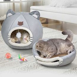 Cat dragers kratten huizen winter diep slaap comfortabel kattenbed iittle mat mand puppy huis product huisdier tent comfortabele grot indoor gamagato 240426