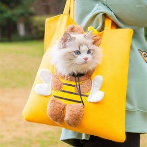 Sac à main en toile pour animaux de compagnie, mignon, en forme d'animal de dessin animé, spectacle de tête, sac de sortie pour chien, Portable, chaton, simple épaule, transport pour chiot