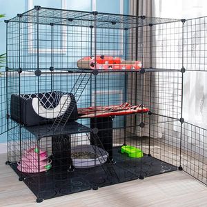 Cat Carriers Diy Cage groot huis voor huisdier villa indoor ijzeren hek slaapbed zonder slip opvouwbare kitty puppy kennel kleine huisdieren playpen