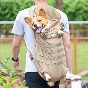 Cat Carriers Dog Bag Outdoor Travel Backpack Comfortabele ademende draagbare handsfree benen Out Carrier voor honden