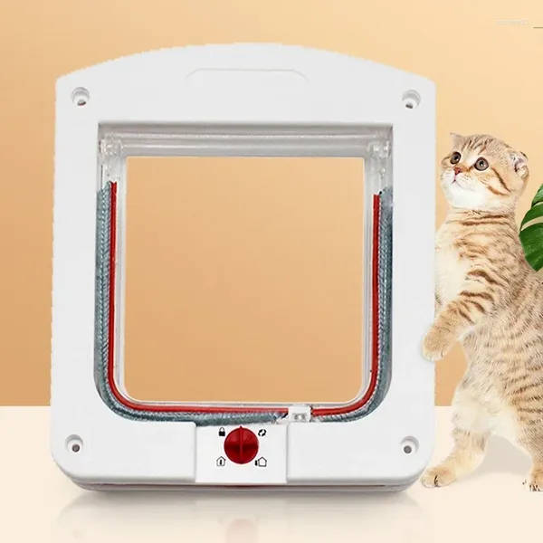 Porte-chat porte-chien avec serrure de sécurité à 4 voies pour chaton ABS en plastique petit Kit de porte pour animaux de compagnie portes pour chiots