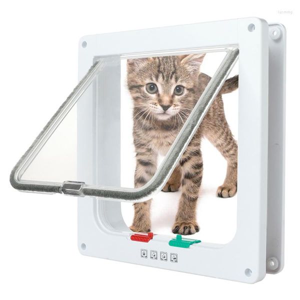 Porte-chat porte à rabat pour chien avec serrure de sécurité à 4 voies chiens chats animal de compagnie chiot chaton portes en plastique portes