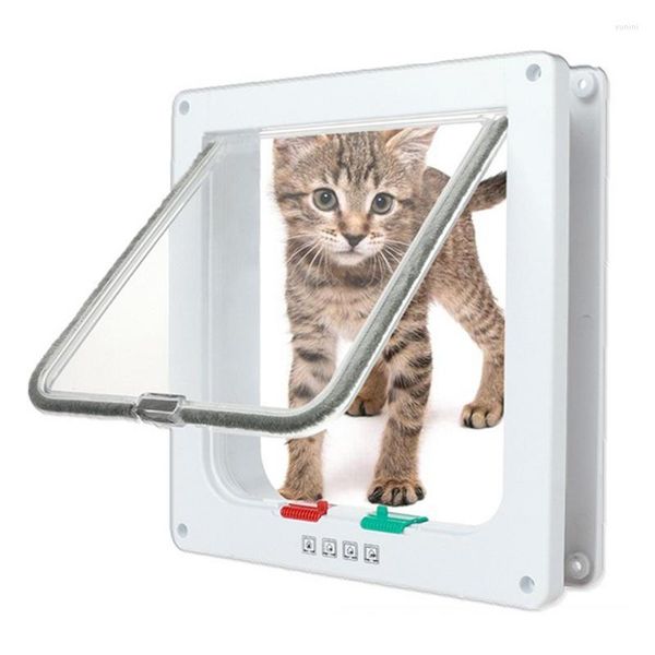 Porte de transport de chat pour fenêtre chats écran coulissant avec 4 modes de verrouillage contrôlables sans animaux de compagnie à l'intérieur et à l'extérieur