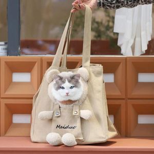 Transportadores para gatos, duradero, para perros, bolsillo ligero, cómodo, decoración de oso de dibujos animados, contenedor para mascotas, bolsa de almacenamiento