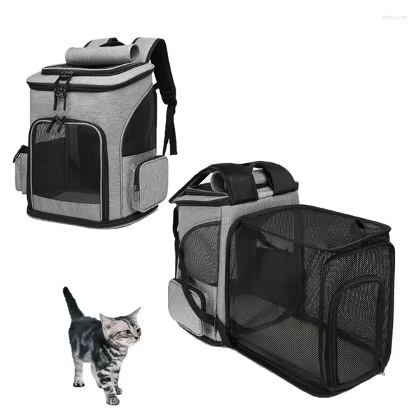 Portadores de gatos de hombros extensibles Bag Cats Mochila Carrier de Carril Expandible Mesh Aviso transpirable Plegado Caso de transporte de viaje de perros pequeños