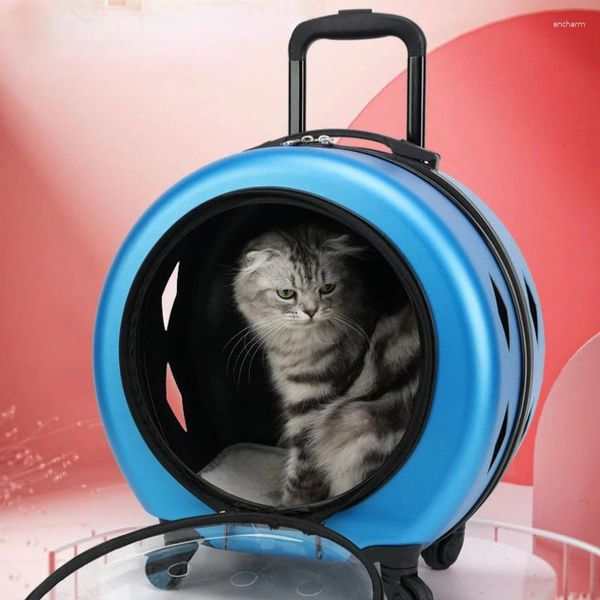 Transportadores para gatos, bolsa para mascotas multicolor a la moda, carrito portátil de gran capacidad para salir, carrito transparente para maleta de gran tamaño para perros