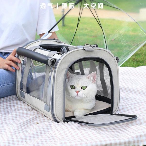 Transportadores para gatos, bolsa plegable para mascotas, paquete para gatos, mochila portátil, ventilada, expande la jaula para perros, bolsas transpirables para perros y mascotas