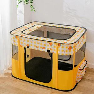 Transportadores para gatos, parque infantil plegable para mascotas, jaula plegable para perros, perrera, cubierta de sombra de malla transpirable, tiendas de campaña con valla rectangular para accesorios