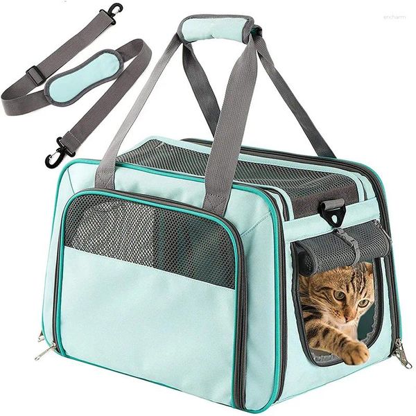 Bolso de transporte para gatos, bolsa de transporte transpirable para mascotas, bolsa de viaje de malla portátil para perro, para viaje en coche, perros pequeños, gatos y cachorros