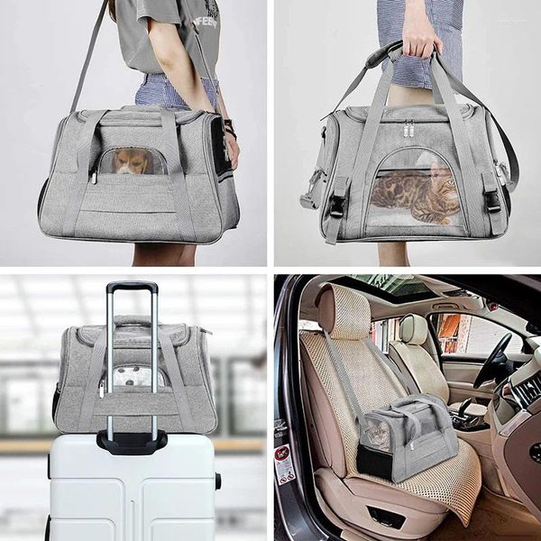 Bolso de portabebolitos de gatos bolsas para mascotas de automóvil transpirable portátil mochilas multifuncionales plegables