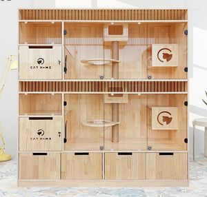 Cat Carriers Haut de gamme en bois massif Villa Cage Cabinet House Boarding Elevage Delivery Room