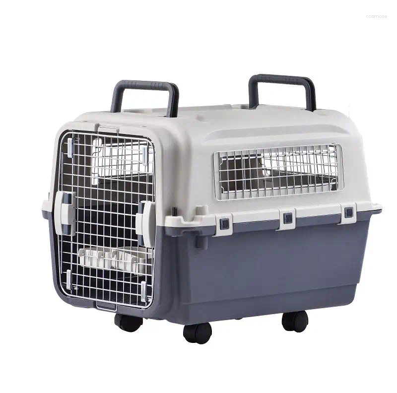 Kattbärare av hög kvalitet husdjurs sändningsbox ventilation plast hundbärare bur bärbar luft