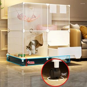 Transporteurs de chats à la maison à litière intérieure cages intégrées villa house simple toilette super grand espace gratuit fournisseur de compagnie de compagnie z