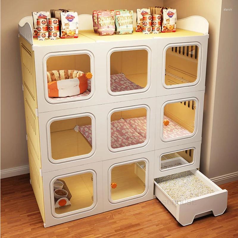 Cat Carriers Household Cages Litter Box Integrated Villa Indoor Fence Cabinet Pet Supplies Cage House With Storage