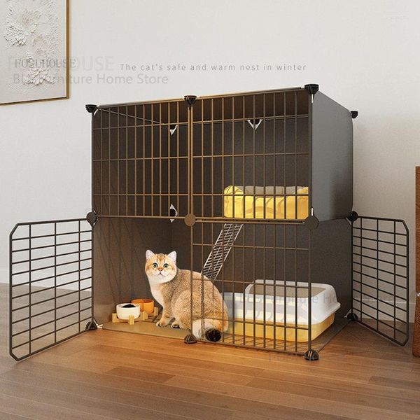 Cages de transport pour chats, lit Double couche en fer, produits pour animaux de compagnie, grande maison pour chiens, Villa extérieure et intérieure, Cage chaude E L