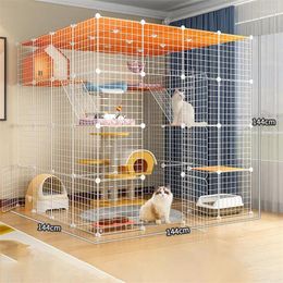 Carriers de gatos Hogar Cage de hierro simple Casa de interior Casa de interior Actividad de múltiples capas Espacio para múltiples mascotas suministros de gatos