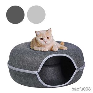 Cat Carriers Houses Felt Pet Cat House Cat Tunnel Bed Cats Interactive Toys Funny Kitten Large Cat Exercising Toy Removable Pet Products Cat Villa R230608